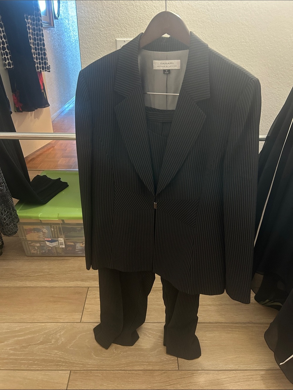 Tahari ASL Women's Black Pinstripe Three-Piece Suit; Shirt, Pant’s, Blazer